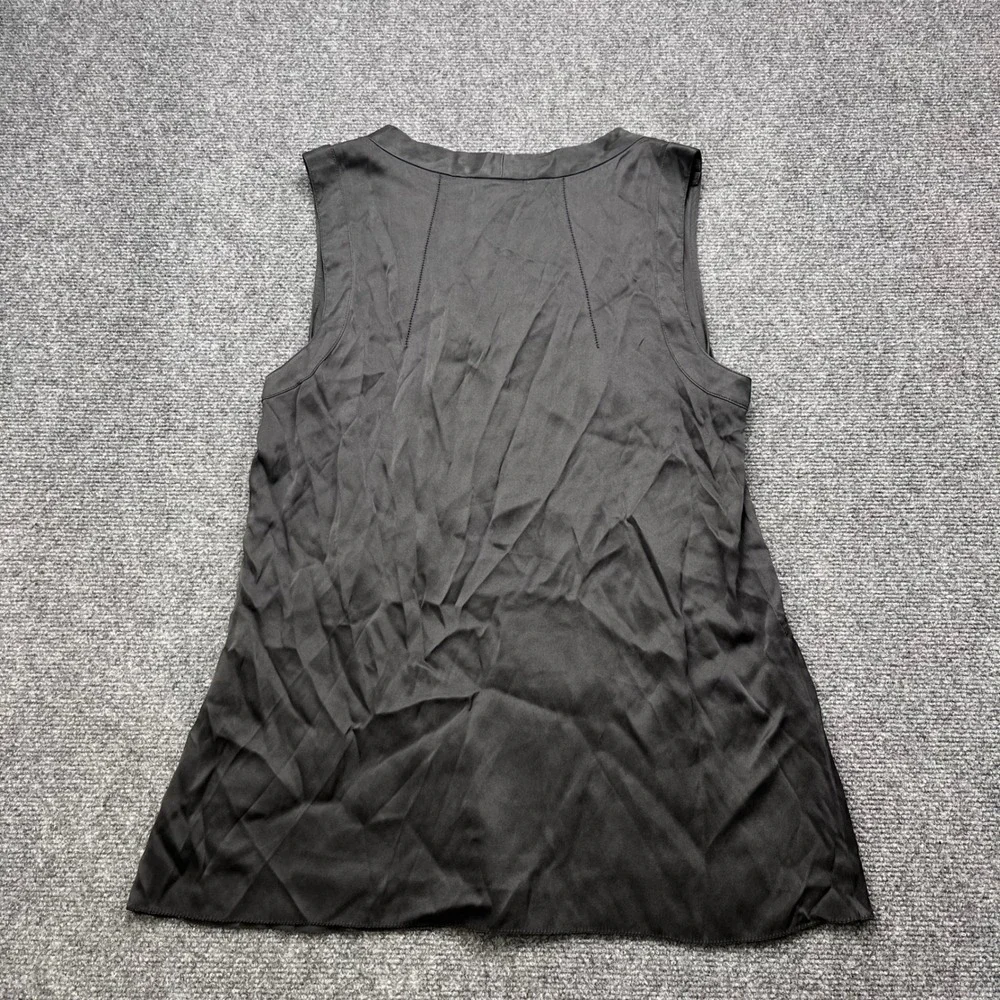 Tory Burch Silk V-Neck Sleeveless Minimalist Black Tank Top